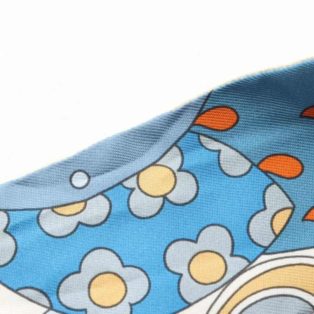 ★SOLD★ Hermes Scarf Twill les Murmures de la Foret Blue Silk Blue Multicolor - Picture 6 of 6